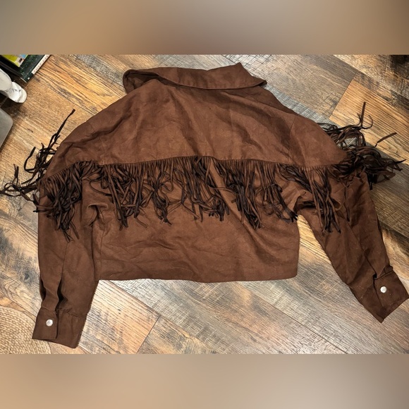 Brown Fringe Women's Jacket - Picture 3 of 3